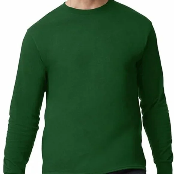 Gildan  2-Pack Men's Forest Green Heavy Cotton Long Sleeve T-Shirt Small - Picture 2 of 6